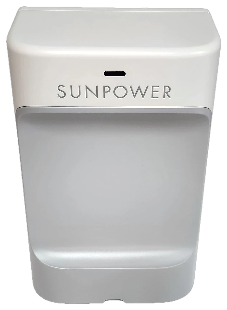 A SunPower PVS6: a tall white wall box with SUNPOWER across the top.